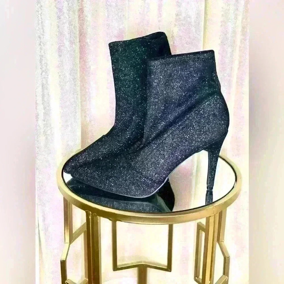 Soft fabric black with silver thread metallic booties. - Picture 3 of 4